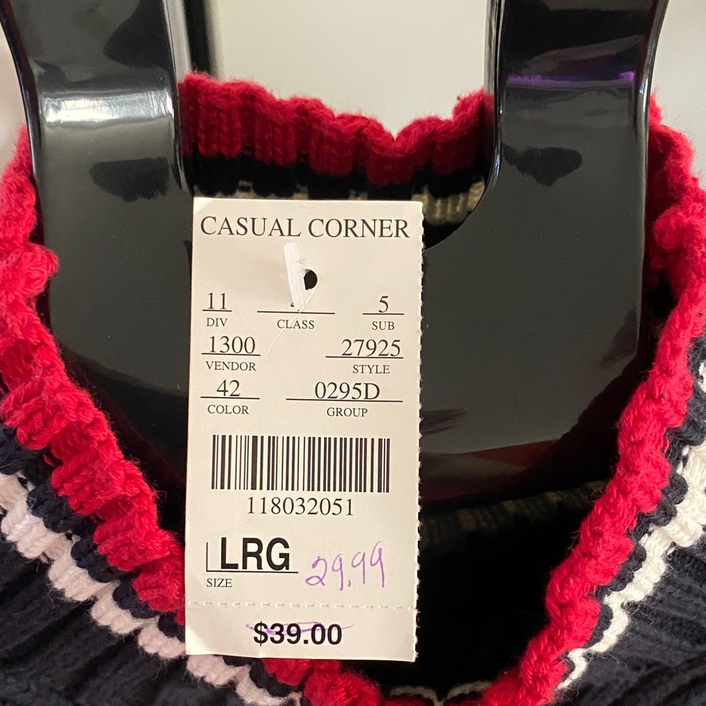 Vintage Casual Corner Navy and Red Sweater Vest - Picture 2 of 7